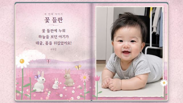 그림책 6번째 장면 — 뒤집기 — 꽃 들판